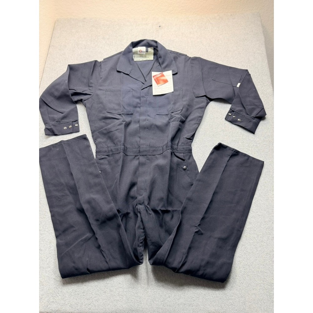 Bulwark Flame Resistant Coveralls Navy Blue Excel FR Workwear Long Sleeve NEW